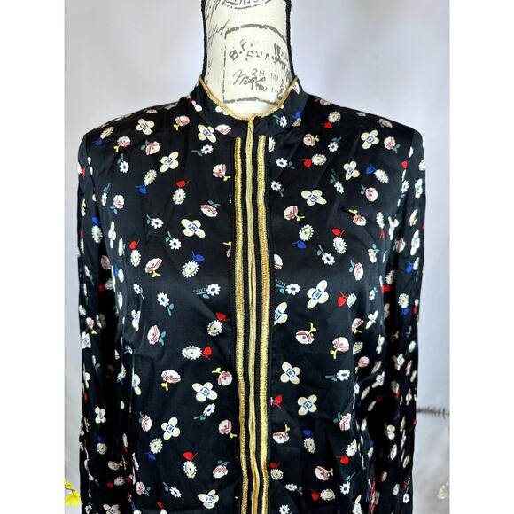 Zadig & Voltaire Vendrix Floral-Print Open-Front Jacket 38 (M) Black Multi - Picture 8 of 16